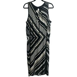 White House Black Market Sleeveless Geometric Stripe Dress Size 16 Office Career